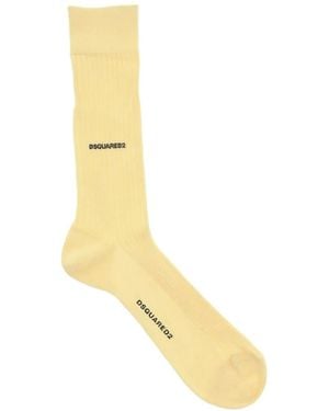 DSquared² Long Cotton Ribbed Socks - Metálico