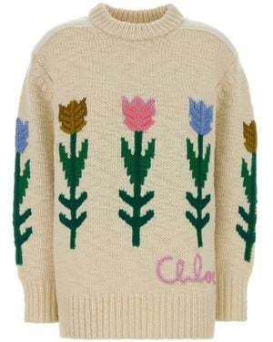 Chloé Oversized Logo Sweater - White