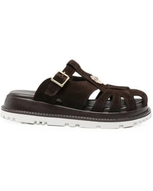 SERGIO MORETTI FIRENZE Buckle-Fastening Cut-Out Sandals - Black