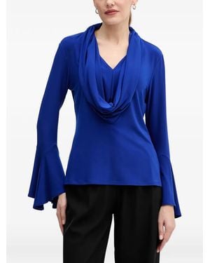Joseph Ribkoff Cowl-Neck Flared Blouse - Blue