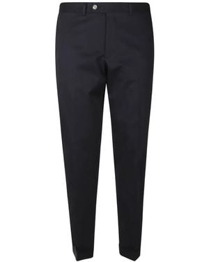Barba Napoli Pantalon À Plis Marqués Et Ourlets À Revers - Blue
