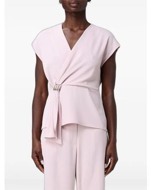 Hanita Buckle-Detail Wrap-Style Top - Pink