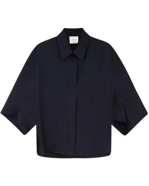 Alysi Pointed-Collar Short-Sleeves Shirt - Blue
