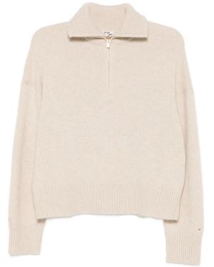 Maje Jersey Con Media Cremallera - Blanco