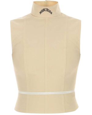 Moschino High-Neck Sleeveless Top - Natural