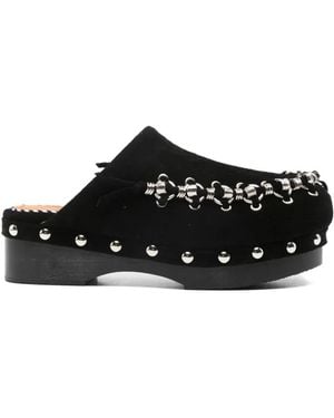 Toga Chain-Detail Studded Mules - Black