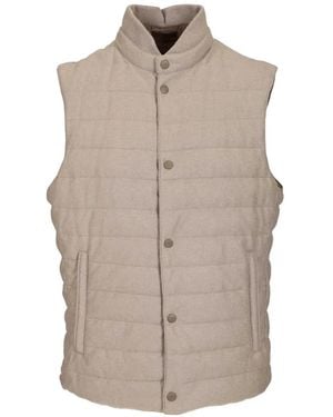 Fedeli Quilted High-Neck Gilet - Natural