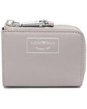 Emporio Armani Logo-Stamp Faux-Leather Wallet - Grey