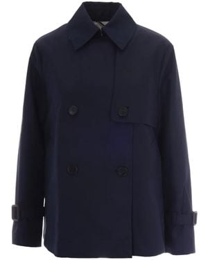 Weekend by Maxmara Double-Breasted Storm-Flap Trench Coat - Blue