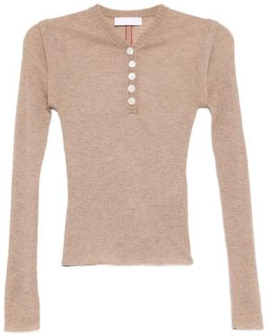 CUDDLEUP T-Shirt mit V-Ausschnitt - Natur