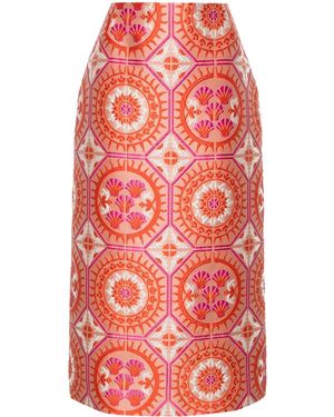 La DoubleJ Gonna A Matita Jacquard - Rosso