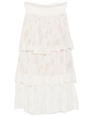Cecilia Prado Glória Tiered Pointelle-Knit Midi Skirt - White