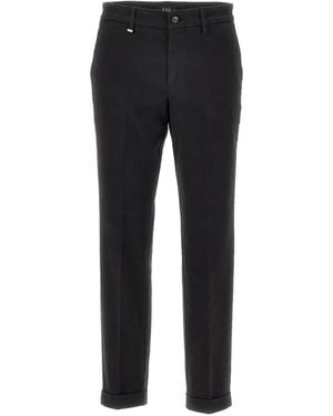 Fay Turn-Up Chino Pants - Black