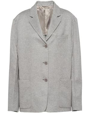 Prada Single-Breasted Cashmere Blazer - Gray