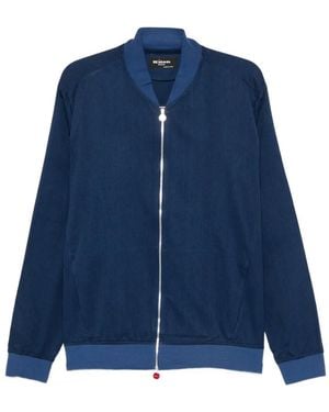 Kiton Zip-Fastening Ribbed-Trim Jacket - Blue