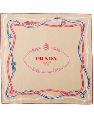 Prada Printed Silk Twill Scarf 55 - Pink