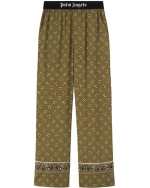 Palm Angels Pantalones rectos con motivo de cachemira - Verde
