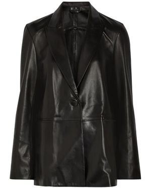 Nour Hammour Arden Polished Leather Jacket - Black