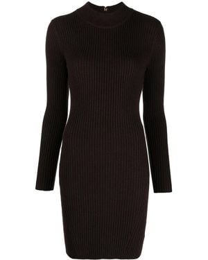 MICHAEL Michael Kors Long-Sleeved Ribbed-Knit Minidress - Black