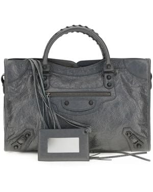 Balenciaga Bolso Shopper Le City De Piel - Gris