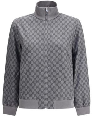 Gucci Gg-Monogram Zip Jacket - Gris