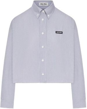 Miu Miu Logo Check Shirt - Blanc