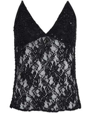 Amir Slama X Astrid Lace Beaded Top - Black