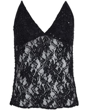 Amir Slama X Astrid Lace Beaded Top - Black