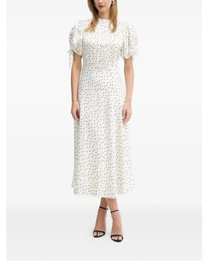 Silvian Heach Polka-Dot Puff-Sleeve Dress - White