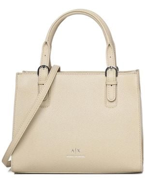ARMANI EXCHANGE Leather Tote Bag - Natural