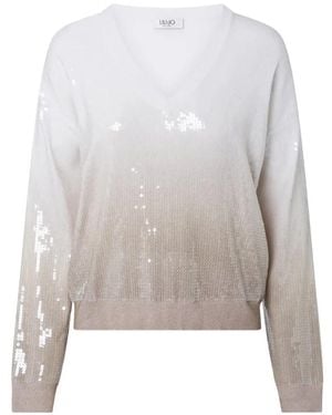 Liu Jo Dégradé Jumper With Sequins - White