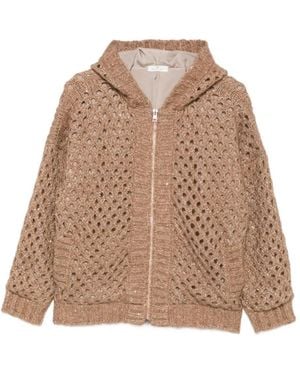 Panicale Cardigan Traforato Con Paillettes - Neutro