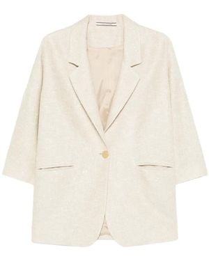 Tagliatore Single-Breasted Three-Quarter-Sleeve Jacket - White