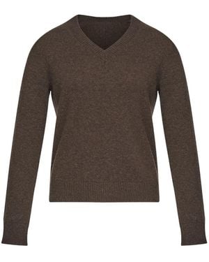 MM6 by Maison Martin Margiela V-Neck Wool Sweater - Brown