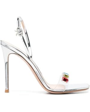 Gianvito Rossi Ribbon 105mm Crystal-embellished Sandals - Metallic