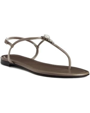 Giuseppe Zanotti Sandali Bassi Con Strass - Grigio