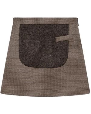 MSGM Minirock Mit Hahnentrittmuster Und Patch - Braun