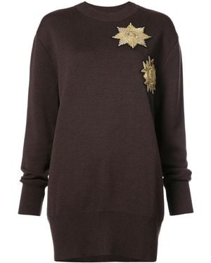 Vera Wang Metallic Patches Loose-Fit Jumper - Brown