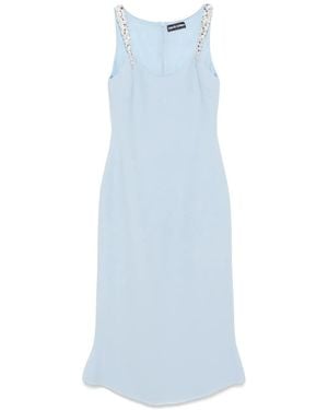 David Koma Crystal Claw-Embroidered Flounce Dress - Blue