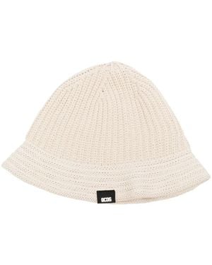 Gcds Ribbed Knit Bucket Hat - Natural