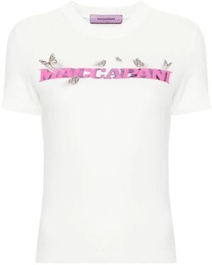 MACCAPANI Logo-Print Cotton T-Shirt - White