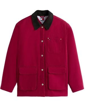 Tommy Hilfiger Corduroy-Collar Jacket - Red