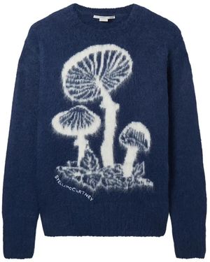 Stella McCartney Gebreide Trui Met Paddestoelprint - Blauw