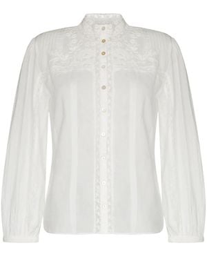 LoveShackFancy Ronda Floral-Embroidery Blouse - White