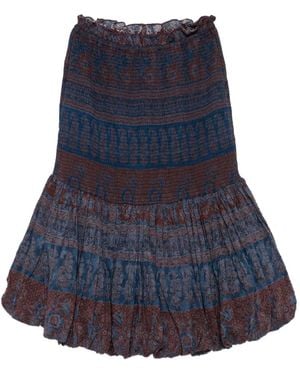 Antik Batik Tiered Midi Skirt - Blue
