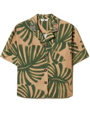 Twinset Print Embroidery Shirt - Green