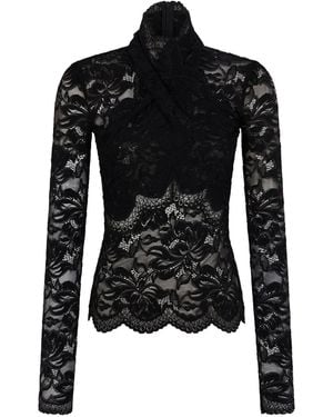 Rabanne Lace Long-Sleeve Blouse - Black