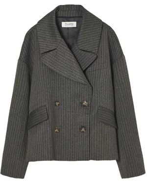 Psophia Veste Croisée À Fines Rayures - Gris