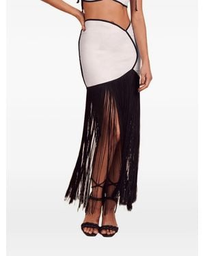 AZULU Joelle Fringe-Trim Piping Maxi Skirt - Multicolor