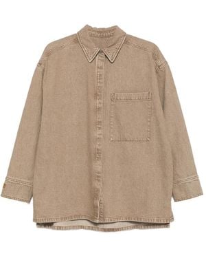 By Malene Birger Logo-Embroidered Denim Shirt - Natural